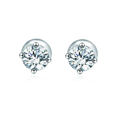 China TRENDY Cute Simple White Round Earrings Wedding Zirconia Stone CZ Jewelry Ladies Tiny Stud Earring for sale