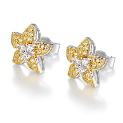 China CLASSIC style starfish earrings gold gem flower diamond flower earrings set colorful European and American fashionable women's earrings small for sale