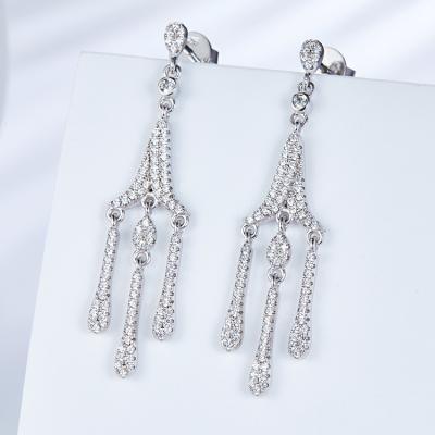 China CLASSIC creative tassel earrings fashion micro-set zircon simple sterling silver earrings European and American style earrings for sale