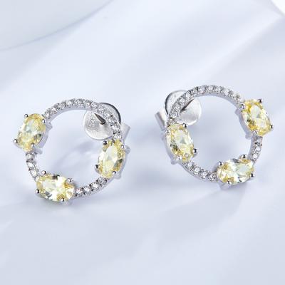 China Round Dancing Fashion Earrings 925 Sterling Silver Hoop Earrings Custom Zircon CLASSIC Gemstone Women's Earrings for sale