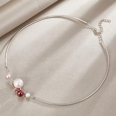 China Exquisite Circle Bead Necklace Style 925 Sterling Silver Necklace Handmade Pearl FASHIONABLE Concise Charm Necklace for sale