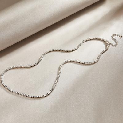 China FASHIONABLE Custom Women's CZ Tennis Necklace 925 Sterling Silver Chain Iced Out Necklace Jewelry for sale