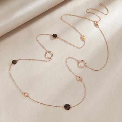 China Trendy Women Geometric Circles Necklace Rose Gold Plated Long Chain Pendant Necklace for sale