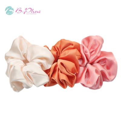 China New Style Bphne Hair Decoration Elastic Hair Tie Pastel Pink Orange Satin Oversized Scrunchie for sale