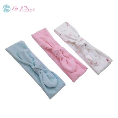 China Lovely Rabbit Ears Baby Kids Cotton Hairbands Elastic Headbands Wholesale Bow Headbands for sale