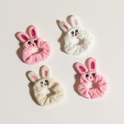 China Cute Soft Pink Ponytail Holder Hair Decoration Designer Baby Bear Rabbit Cat Ear Hair Scrunchies For Kids for sale