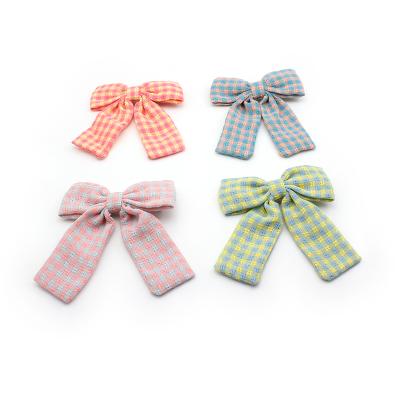 China Hair Decoration Striped Large Cotton Hair Bows For Kids Girl Children Hair Accessories Plaids Gingham Hair Clips for sale