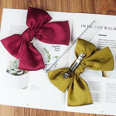 China Hot Sale Metal Bows Barrette Butterfly Hair Big Girls Hair Clips Satin Bow Clips For Women Hair Dressing for sale