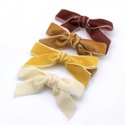 China Hot Sale Kids Metal Hair Bows Baby Butterfly Hair Clips Velvet Bow Clips For Kids Hair Dressing for sale