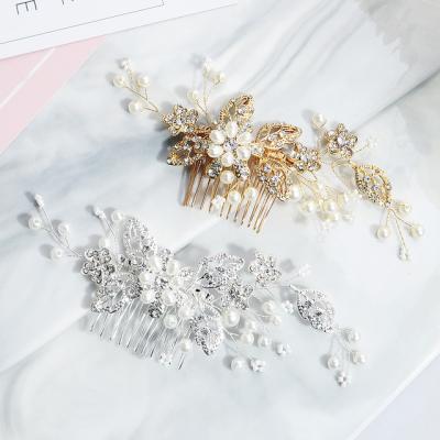 China Wholesale Crystal Bridal Women Hair Tiara Hair Decoration Wedding Rhinestone Bridal Hair Accessories Comb for sale