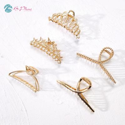 China Custom Hot Selling Hair Decoration Women Beauty Hair Accessories Beads Hair Clutchers Gold Metal Hair Claws 2021 for sale