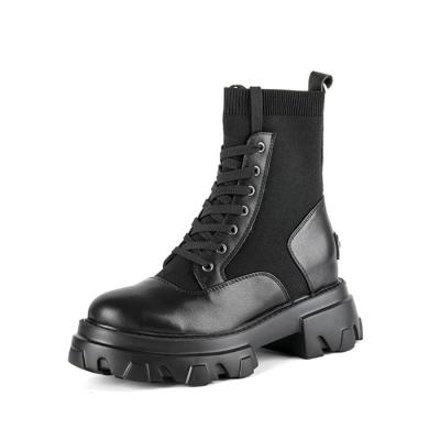 China New Women Lightweight Casual Good Quality Leather Platform Winter Military Boots for sale