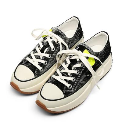 China Height Increasing Handmade Casual Women Shoes Fashion Lace Up Platform Sneakers for sale