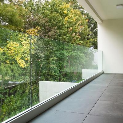 China Contemporary Frameless U Channel 304 Stainless Steel Balcony Glass Balustrade Glass Railing DIY Install for sale