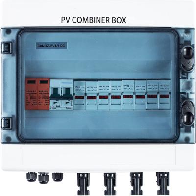 China : Plastic IP65 4 IN 1 OUT 4 Strings 15A 1000V DC Solar PV Combiner Box Junction Box Plastic for sale