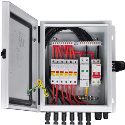 China 6-string PV Combiner Box 63A Solar Panel Circuit Breaker Solar Power Generation Bus Box Distribution Box 15.55 x 13.94 x 6.57 cm for sale