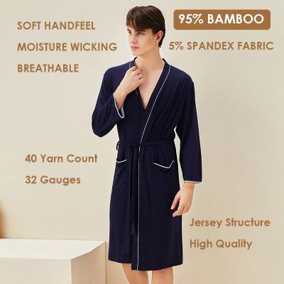 China NUSPIRE Bamboo Fiber Viable Soft Touch Comfortable Sleepwear Men's Breathable Home Wear Nightgown Robe for sale