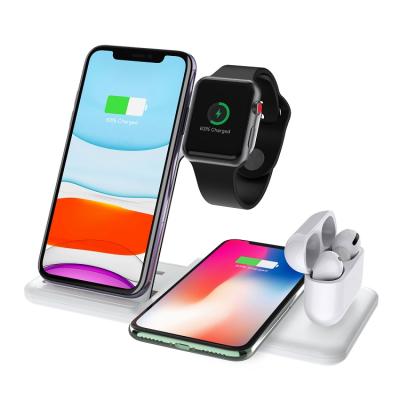 China Mobile Phone Tablet MP3 GPS 4 in 1 Fast Folding 15W Wireless Charger for iPhone 11 Pro XS XR Max Wireless Charging Stand for Apple Watch 5 6 Airpods Samsung for sale