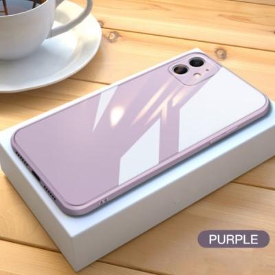 China Liquid TPU+PC+Glass Candy Color Silicone Tempered Glass Phone Case For mini 11 pro X XR XS Anti-knock Max Max iPhone 12 Skin View Cover for sale