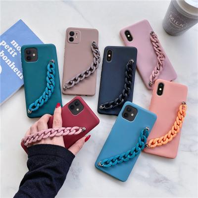 China TPU Candy Color Silicone Wrist Strap Chain Phone Case For Xiaomi MI Poco X3 pro Nfc pro F2 m2 pro F1 Tpu F-3 M3 soft cover for sale