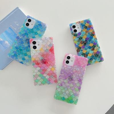 China Tpu Fashion Mermaid Fish Scales Soft Shell Silicon Phone Case For iphone 7 8 plus pro 13 12 MiNi Square X XS XR max 11 color cover for sale