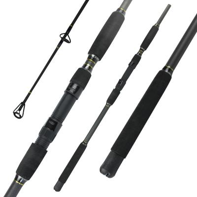 China Custom 3.20m Carbon Section Portable Travel Fishing Rods 4 Carbon Fiber Spinning Distance Casting Ultra Light Boat Catfish Rods for sale