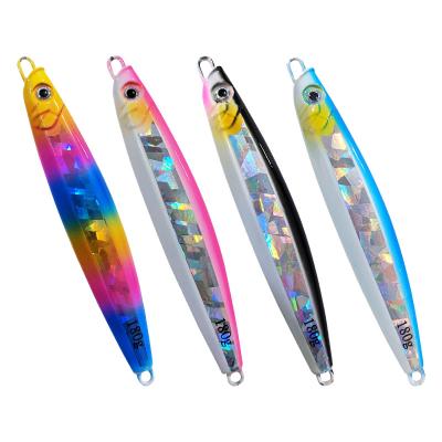 China Custom Luminous Knife Jig 180g 220g Slow Throw Fishing Baits Saltwater Metal Lure Baiting Artificial Hard Bait QYR01 for sale