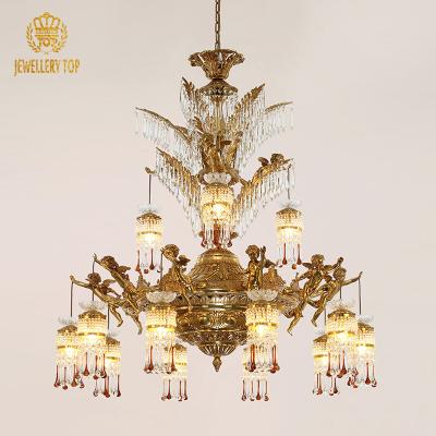 China Luxury classic Jewellerytop cupid deco church drop pendant lamp antique vintage turkish crystal modern crystal chandelier for sale