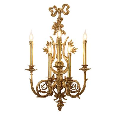 China EUROPEAN Jewelerytop Classic Brass Rococo Bedside Wall Led Lamp Vintage Industrial Wall Candle Sconce Aged Copper Wall Light for sale