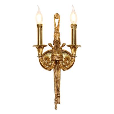 China 2021 European Classic Double Head Brass Brass Double Wall Jewelerytop Sconce Light Hallway Wall Lights Indoor for Home Decorative for sale