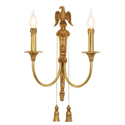 China European Golden Eagle Wall Lamps Decorative Luxury Antique Copper Wall Lighting Candle Light e14 for Villa Home Hall Corridor for sale