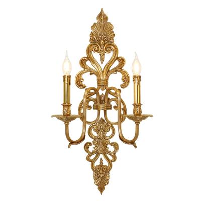 China European baroque style classic brass wall lamps led sconce light retro wall light living room indoor bedside 2 e14 for sale