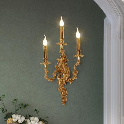 China Vintage classic European luxury rococo royal lamp sconces wall light fixture European Jewellerytop copper brass sconce for sale