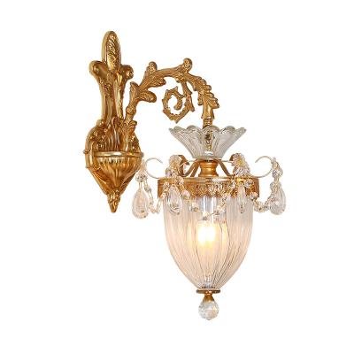 China Jewelerytop traditional rococo brass sconce light luxury glass wall lamps indoor lighting entry 2 entry 2 home lights e14 for sale