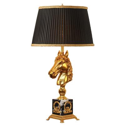 China Luxury Classic European Jewelerytop Horse Head Table Lamp With Marble Table Light Restaurant Coffee Table Lights Bedside Night Light for sale