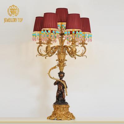 China Vintage European Mid Century European Jewelrytop Jewelrytop Centerpiece Lamps Luxury Copper Table Lights Brass Lamp for sale