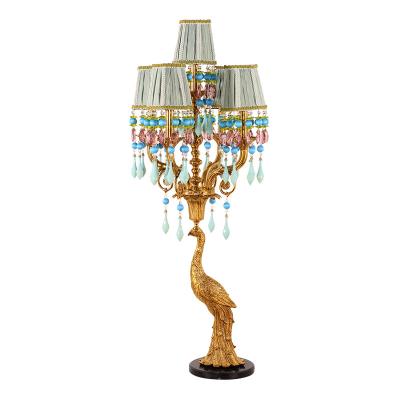 China Classic EUROPEAN Jewellerytop Large Peacock Table Lamp Tree Branch Decorative Lighting Table Lights Centerpieces for sale