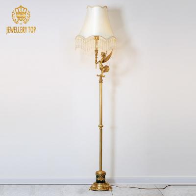 China European Baroque Floor Lamp With Canvas Shade Led Floor Light Gold Lamps Luxury Living Room Standing Light Vintage for sale