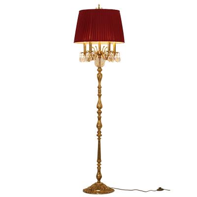 China EUROPEAN Jewelerytop lamp brass body full stand light classic European antique luxury red floor lamp for hotel living room for sale