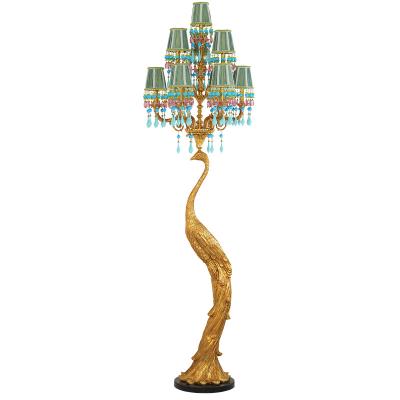 China European Jewellerytop Classical Antique Luxury Brass Lamp Peacock Floor Lamp Large for sale