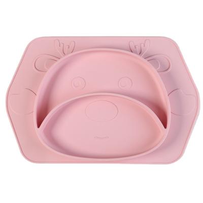 China Children's Round Eating Place Mat Silicone Divided Baby Dish for sale