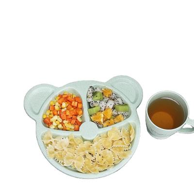 China Children's Wheat Straw Training Feeding Plate Environmentally Degradable Wheat Dinnerware Sets For Kids for sale