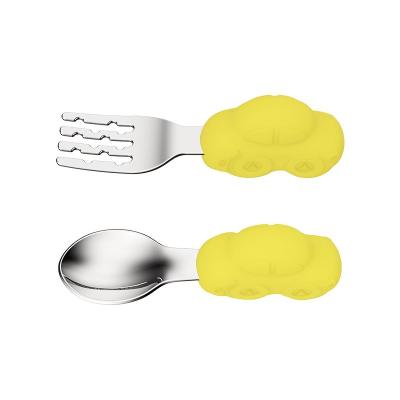 China BPA Free Creative Cartoon Stainless Steel Fork Spoon Stainless Steel Spoon Fork 2Pcs for sale