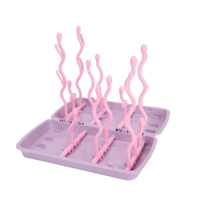 China BPA Free Baby Bottle Drying Rack Portable Foldable Dustproof Rack Milk Bottle Drying Storage Rack for sale