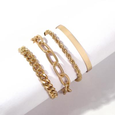 China Hot Selling New Alloy Amazon Bracelets Bangles Trendy Fashionable Silver Gold Jewelry Multilayer Bangles Fashion Cool Charm Bracelet For Women Girls for sale