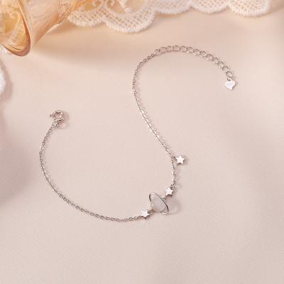 China Cute Korean Statistical Style Star Moon Silver Plated Opal Woman Girls Bracelet Charm Chain For Fashion for sale