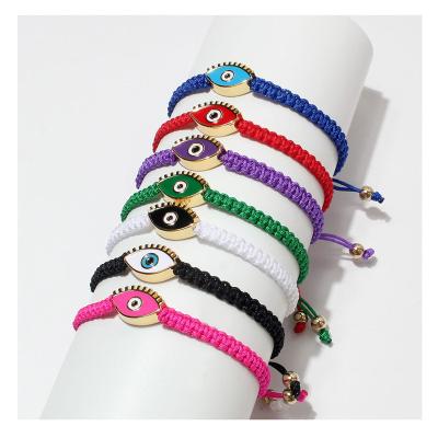 China TRENDY Wholesale Handmade Adjustable Knitted Multi Color Bracelet Fashion Eye Shredded Braided Bracelets And Bangles For Women for sale