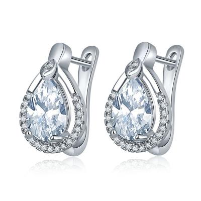 China Amazon Hot Sale 925 Silver Color Rhinestone Crystal Stud Earring Jewelry Elegant Party Jewelry Accessories For Woman for sale