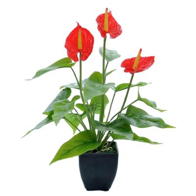 China Minimalist Landscape Artificial Mangrove Plant Potted Zantedeschia Anthurium Plant Bonsai Decoration Artificial Plant for sale