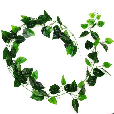 China 2.1m Simulation Rattan Grape Leaf Vine Wall Hanging Simulation Plant Ceiling Decoration Eco-friendly Leaves for sale